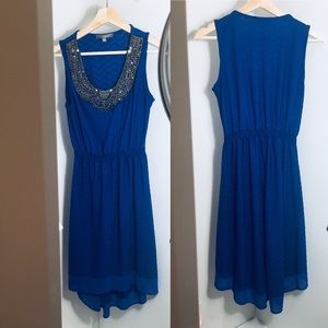 Royal blue dress with silver details